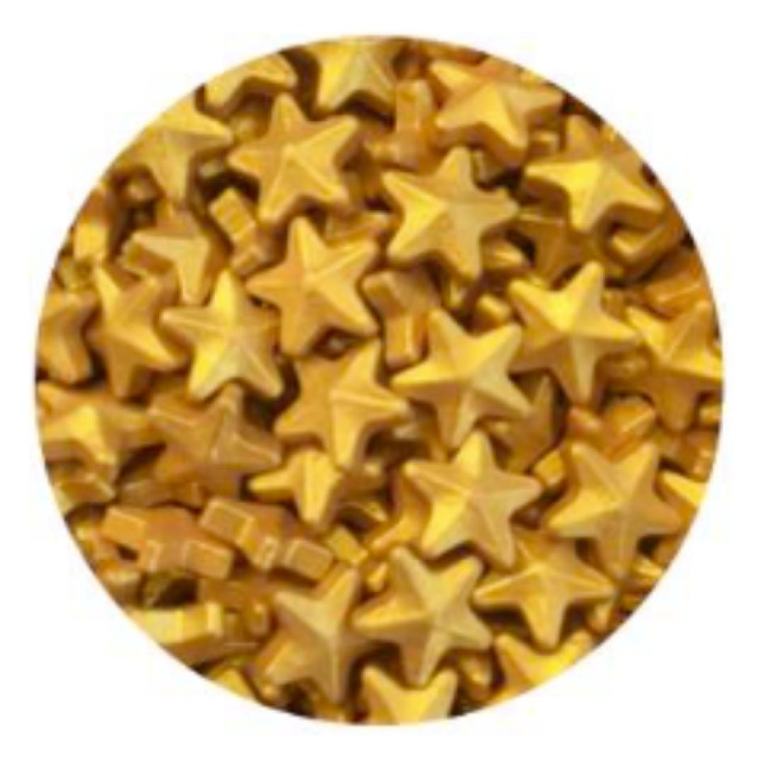 Estrellas de azúcar tipo pastilla 10mm dorado metálico