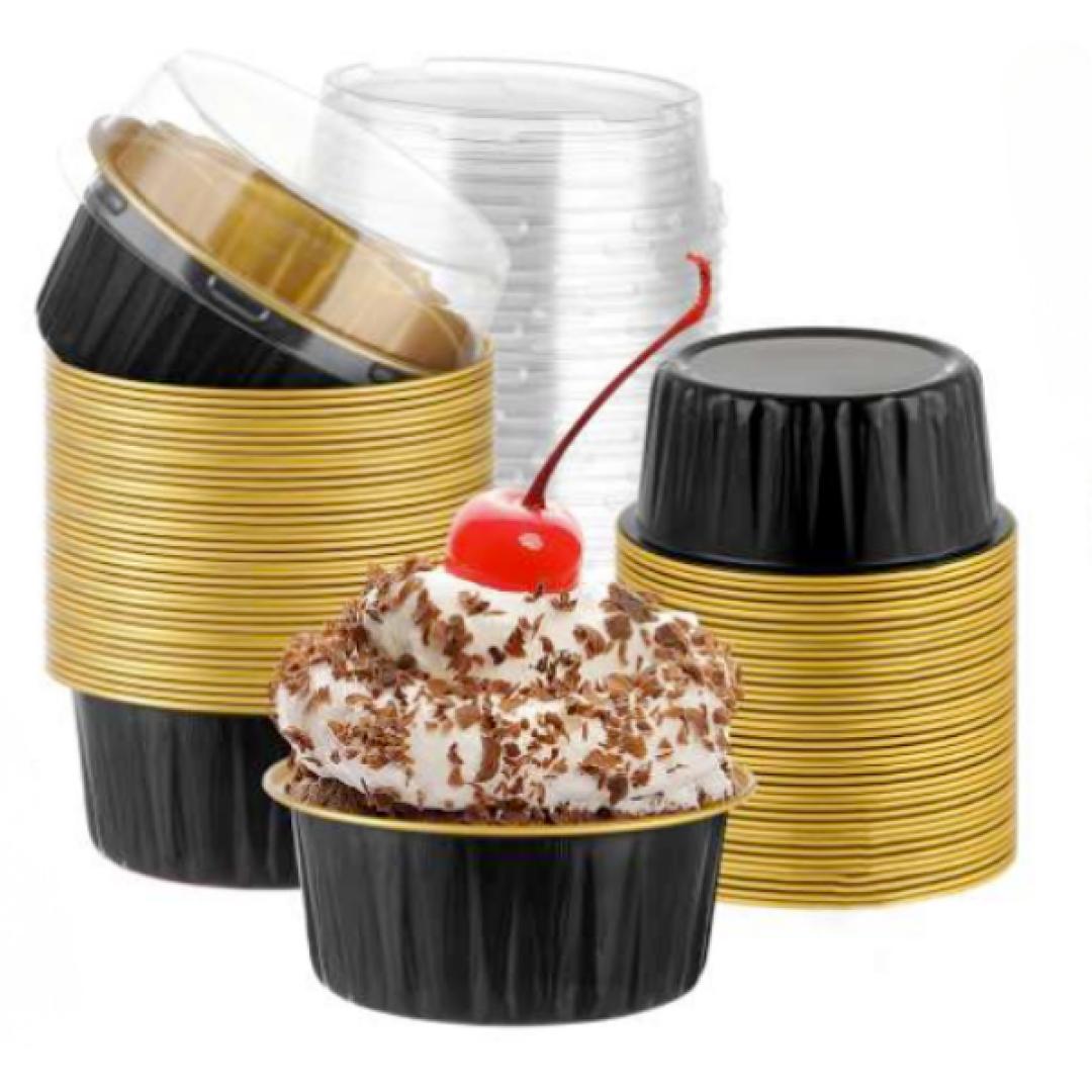 Envase redondo negro/oro 10UN