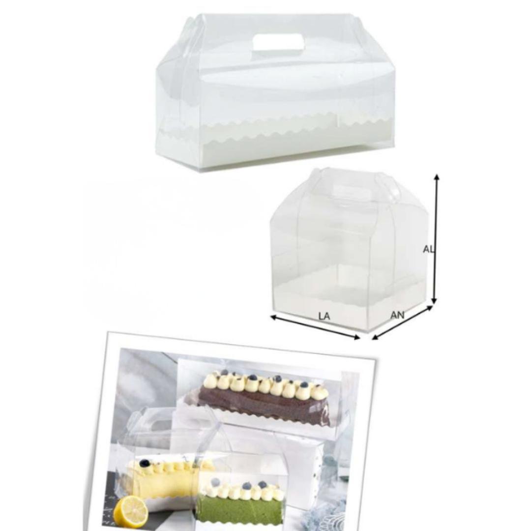 Caja de acetato con manilla y fondo de cartón