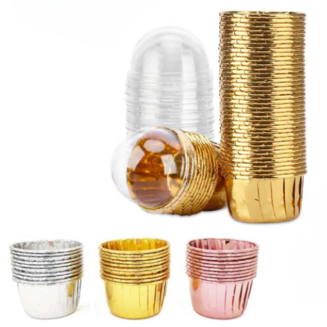 Copa metálica para cupcake con cúpula 10UN