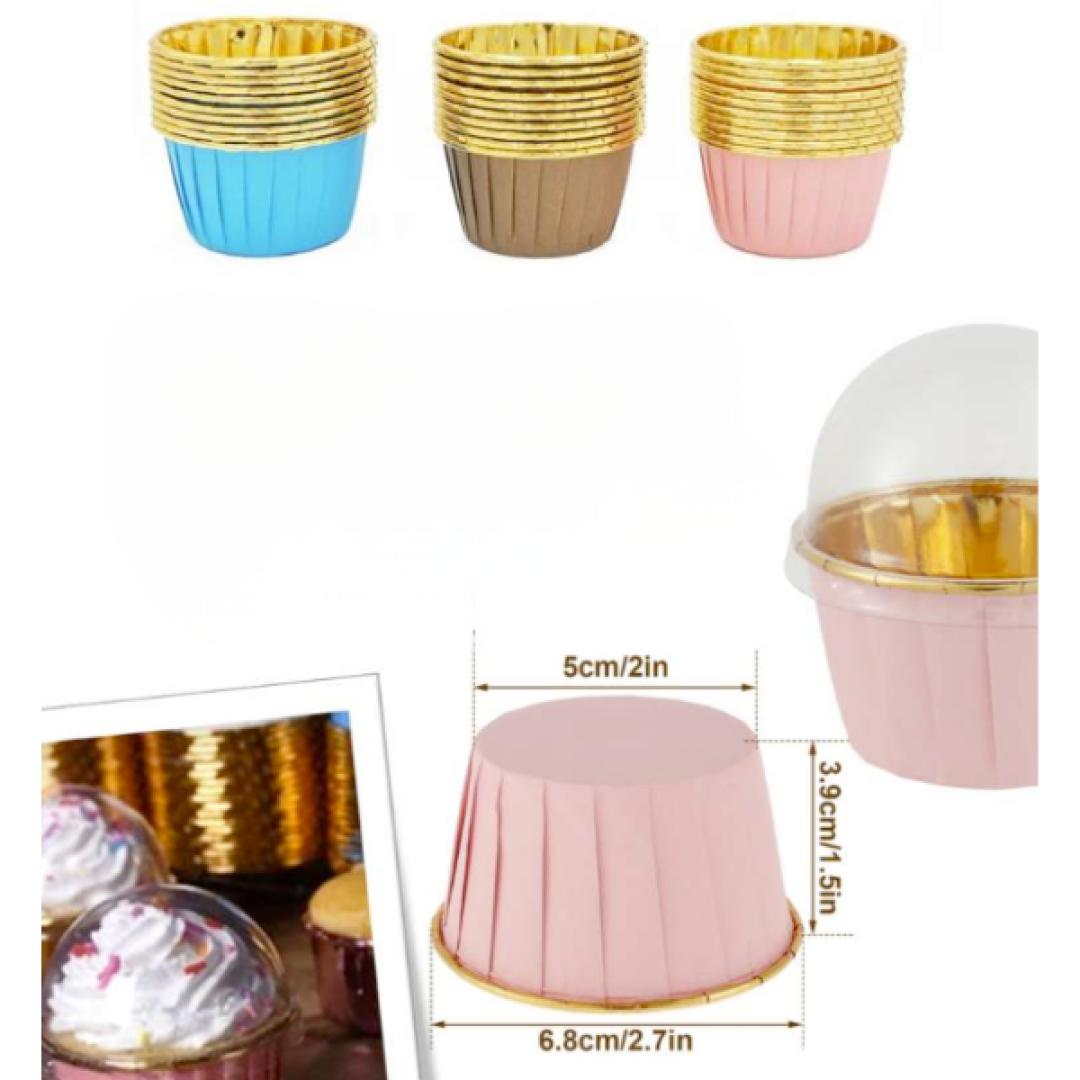 Copa mate con interior dorado para cupcake con cúpula 10UN