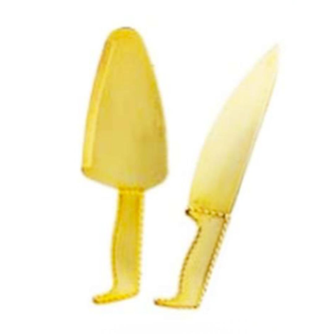 Set de cuchillo y pala plástico dorado/plateado