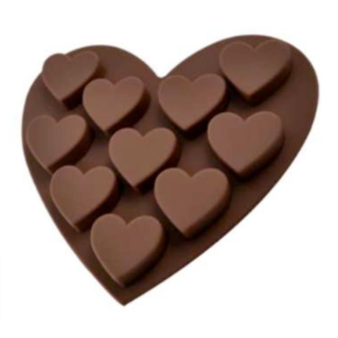 Molde de silicona corazón x10