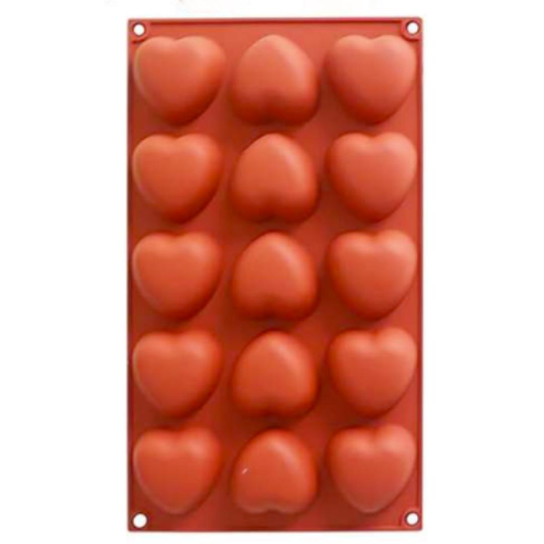 Molde de silicona corazón x15
