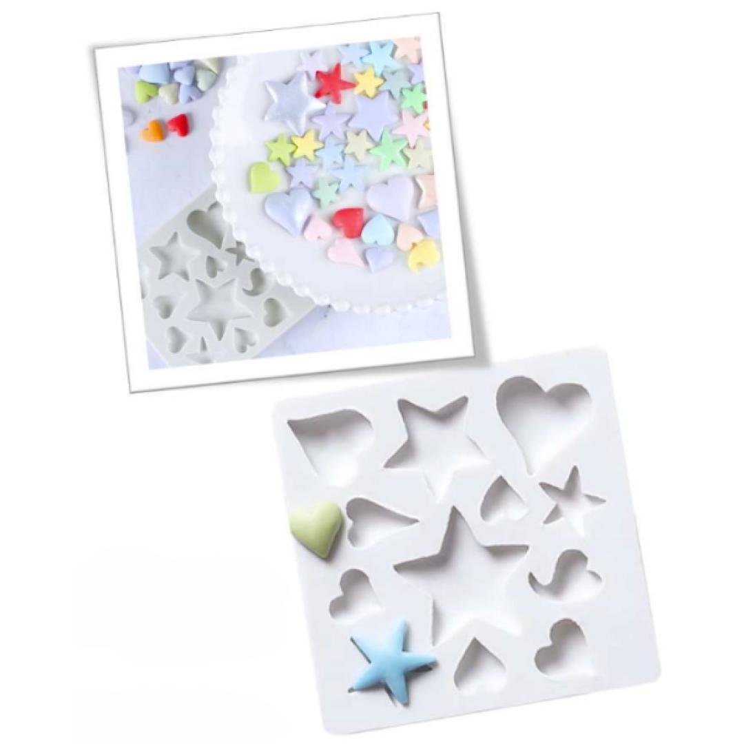 Molde de silicona corazones y estrellas