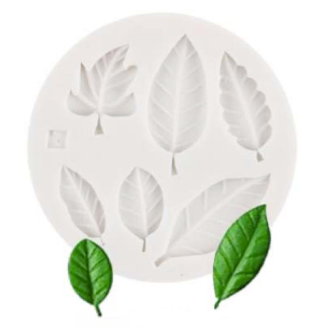 Molde silicona hojas x6