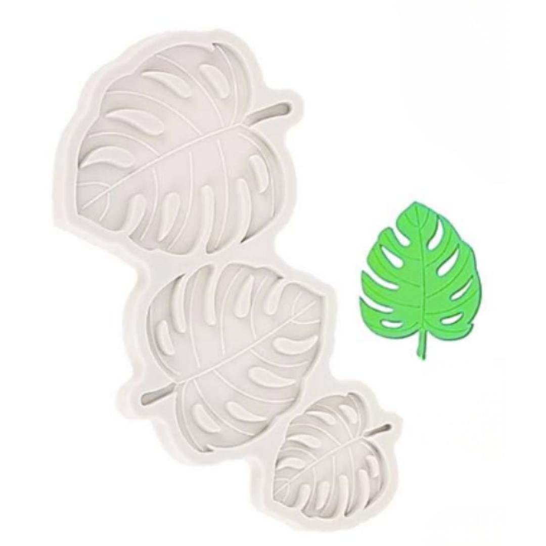 Molde silicona hoja monstera x3