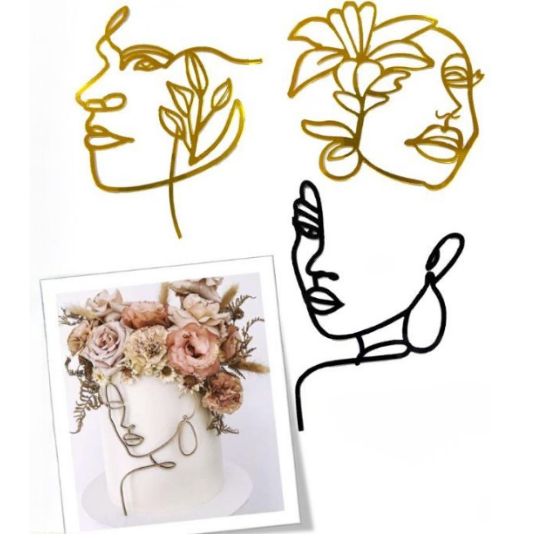 Cake Topper Acrílico Rostro Femenino
