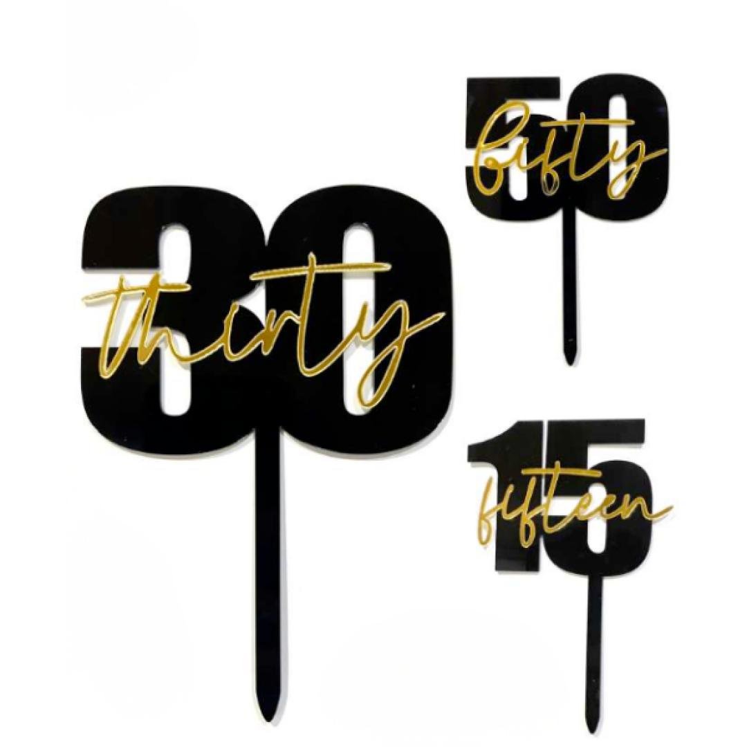 Cake Topper Acrílico 15, 30 y 50